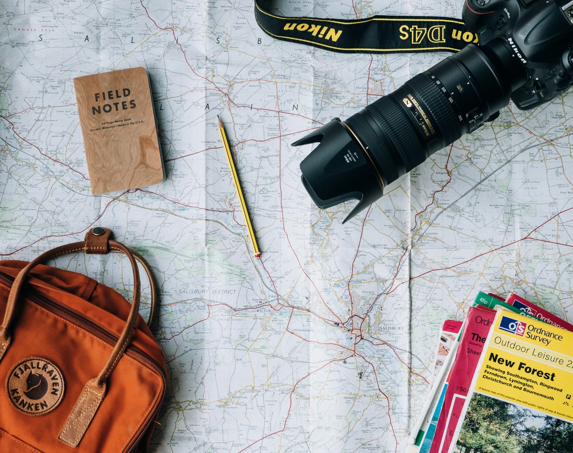 Travel map and camera used to plan a multi-country Southeast Asia route
